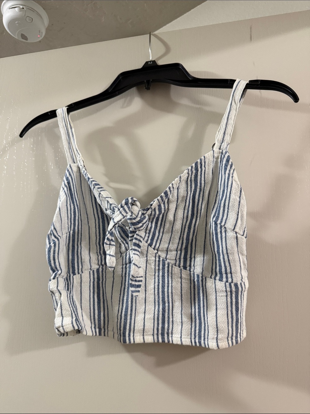 Hollister Blue & White Striped Tie-Front Crop Camisole